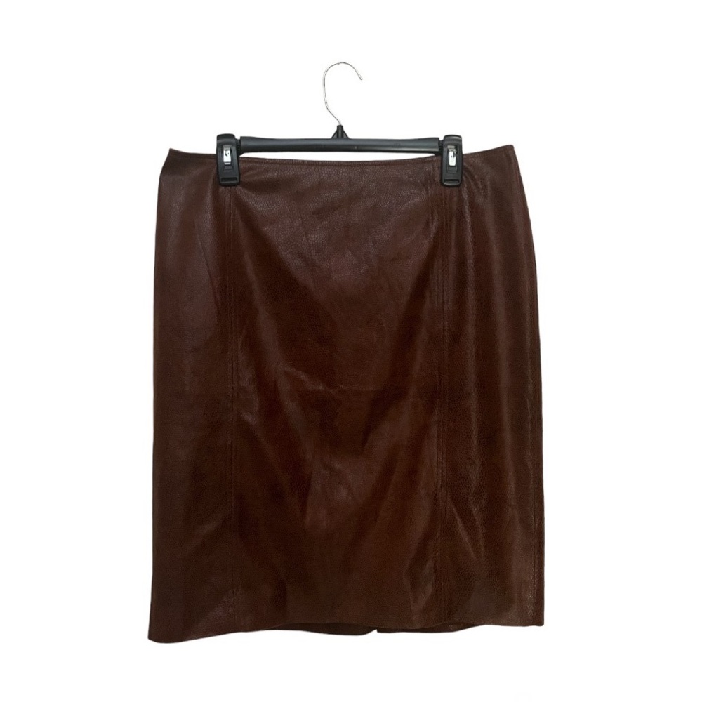 NWT Chico’s Rich Mahogany Textured Animal Pencil Skirt Size 2